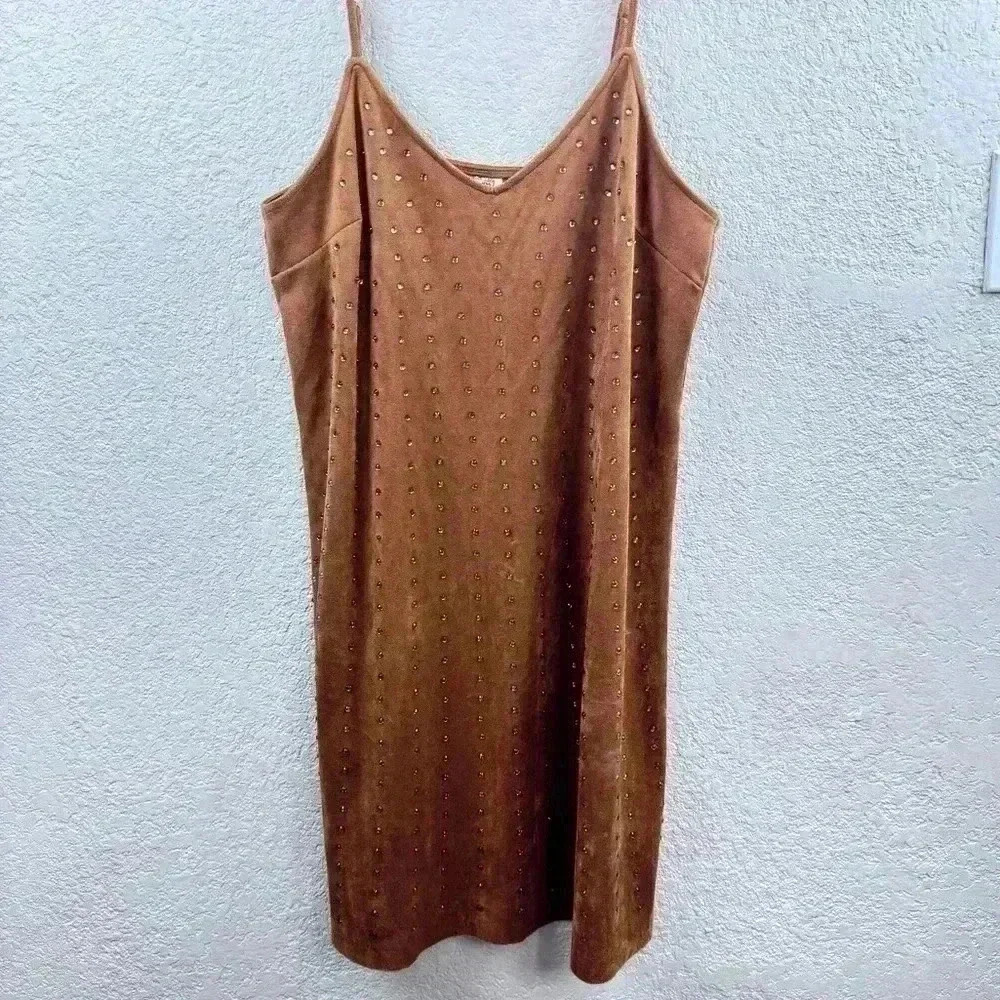 Vocal Beaded Brown Dress Western Boho Chic Embellished Women’s Size M